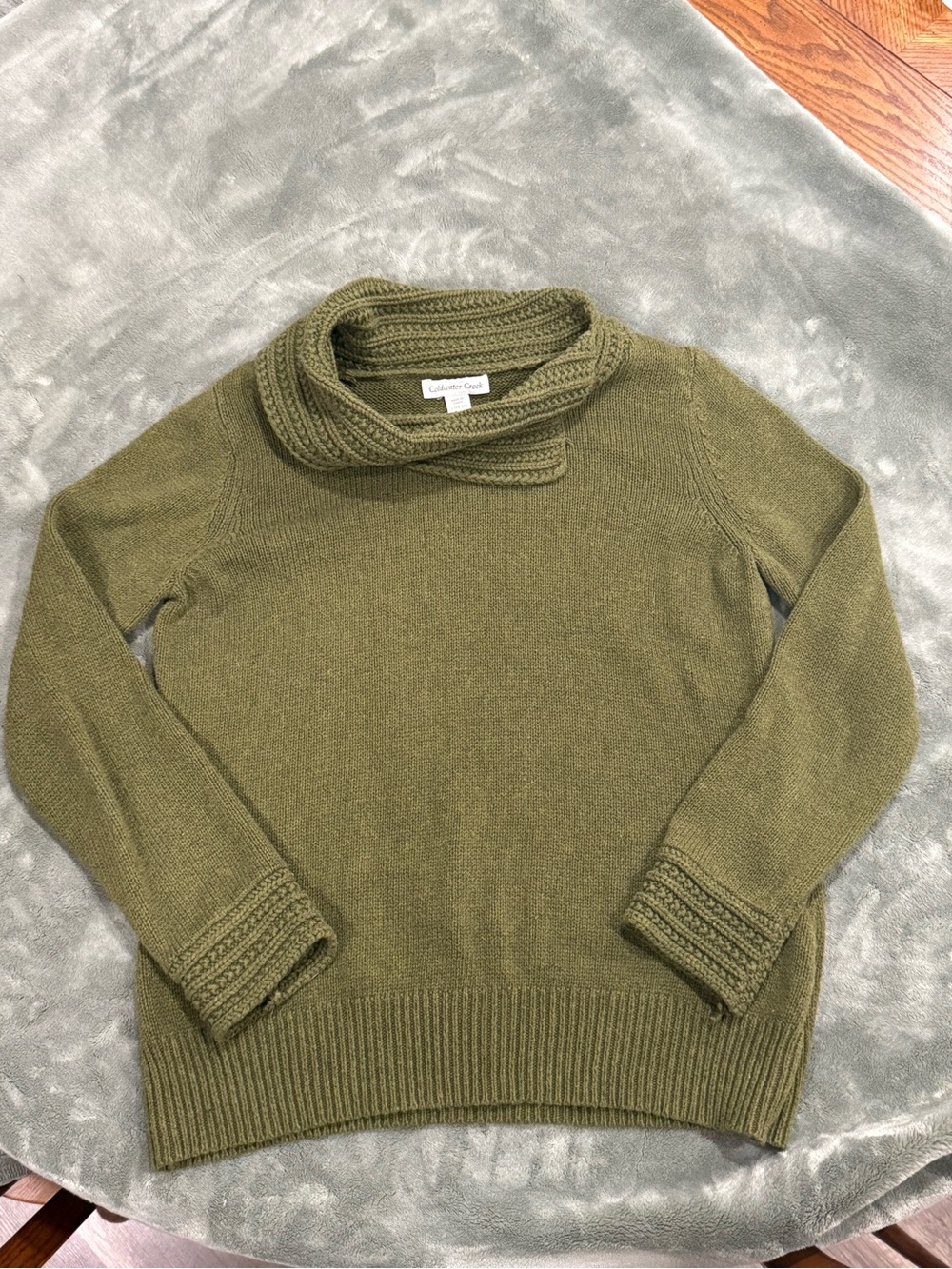 Coldwater Creek Olive Green Cowl Neck Sweater